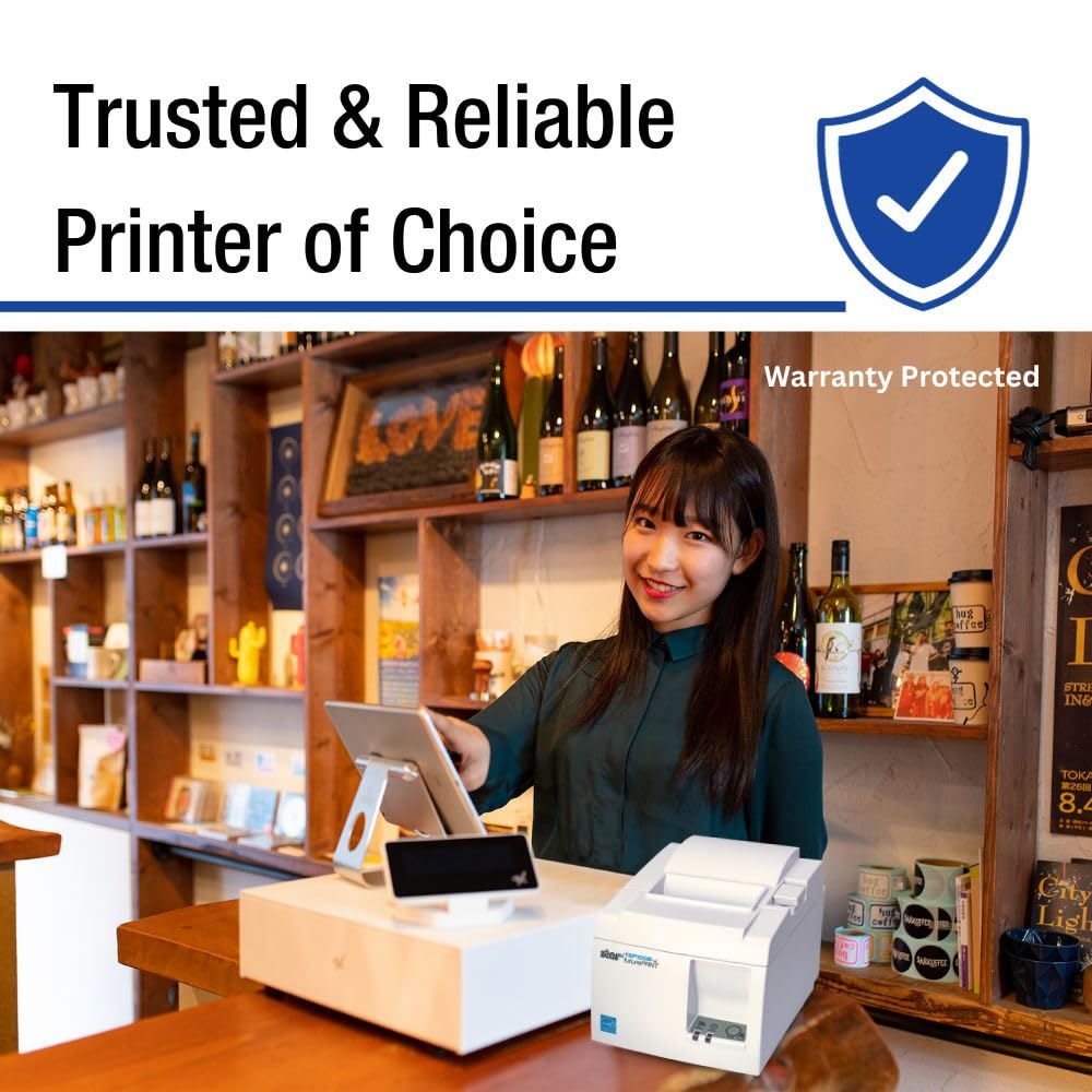Star Micronics TSP143IIIBi Bluetooth Thermal Receipt Printer - Auto-Cutter, Internal Power Supply | Gray for iOS, Android, Windows