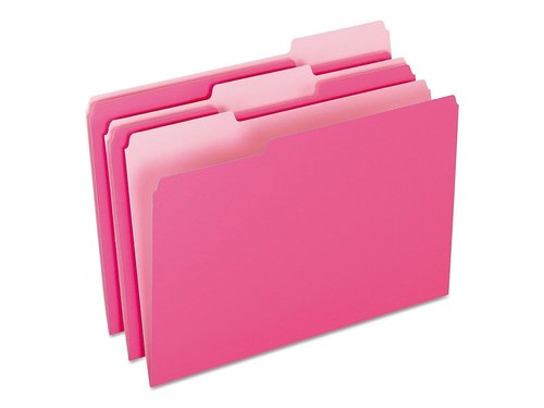 Pendaflex Two-Tone Color File Folders, Legal Size, Pink, 1/3 Cut, 100/BX (153 1/3 PIN)