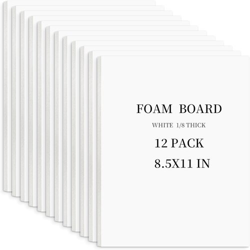 Golden State Art White Foam Boards - 12 Pack 8.5x11" Acid-Free Foam Core for Projects & Displays