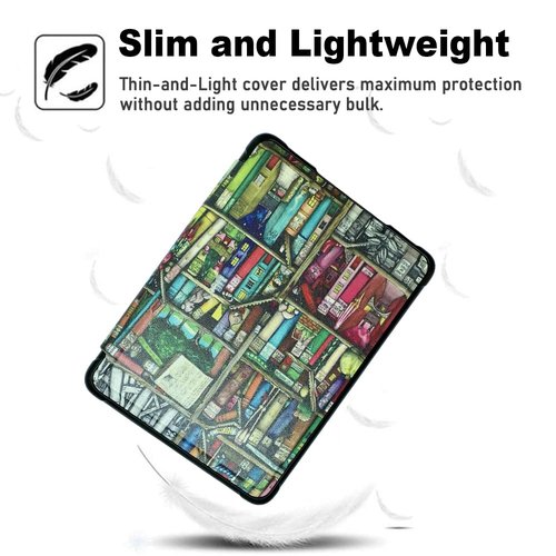 SCSVPN Case for 7 inch Kindle Paperwhite 12th Generation & Signature Edition & Kindle Colorsoft (2024 Release) - PU Leather Hard Back Double-Sided Magnetic Cover with Auto Wake/Sleep and Hand Strap