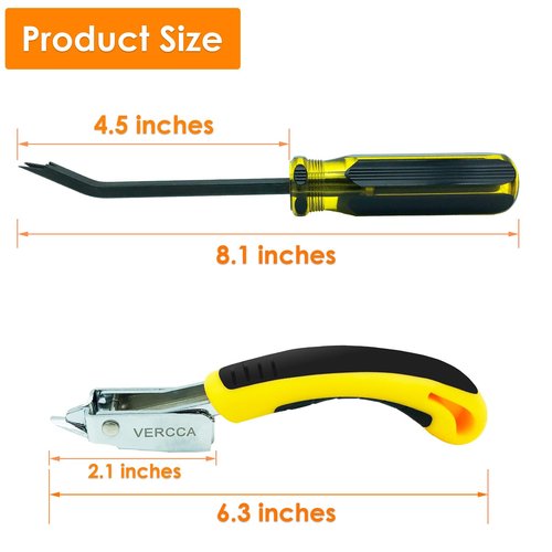 VERCCA Upholstery Staple Remover, Staple Puller, Upholstery Tools Staple Lifter with Double Pronged Head Nail Remover for Furniture Carpet Floor Carton Photo Frame Office 2pcs