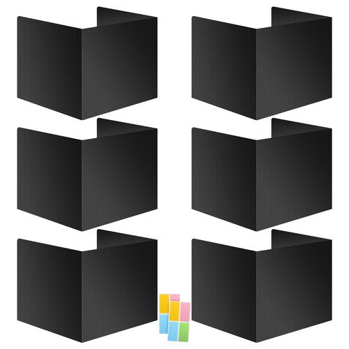 6-Pack Desk Dividers for Students, Waterproof Durable Plastic Study Carrel Dividers, Easy to Clean, Privacy Classroom Shield Folder Boards for Student Desk, Black