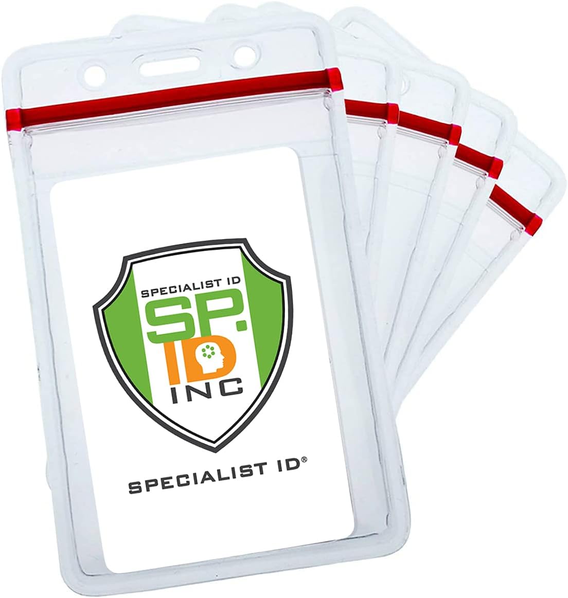Specialist ID Heavy Duty Clear Vinyl Badge Holders - 25 Pack for Vertical Name Badges | Water Resistant Sleeves with Resealable Top
