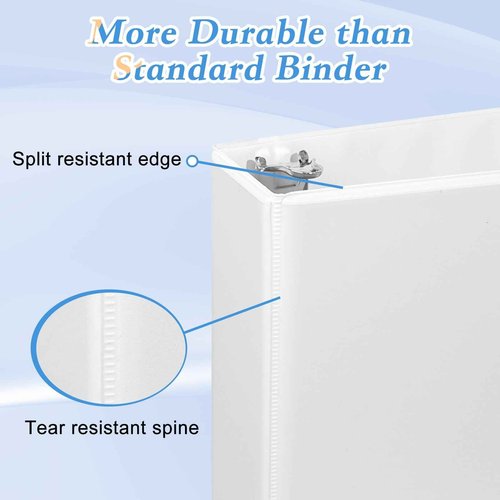 CIXILDTS 2 Inch D Ring Binders, 3 Ring Binder Fit US Letter Size Paper, 2" Slant D Ring View Binder with 2 Pocekts, 6-Pack, White