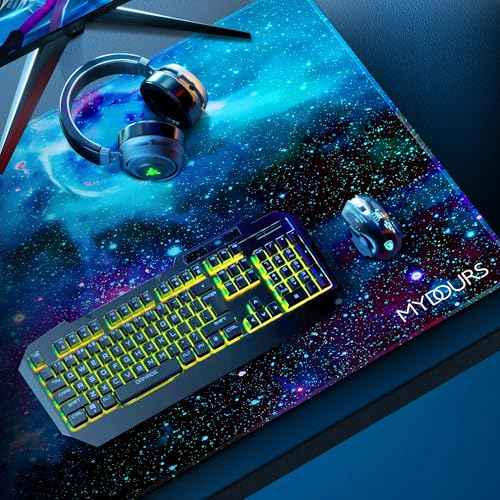 Mydours 48" x 24" Gaming Mouse Pad - Huge Mouse Pad XXXL, Non-Slip Rubber & Smooth Fabric Full Desk Pad, Computer Pad Protector, Extended Desk Mat for Office, Home Writing & Working (Universe)