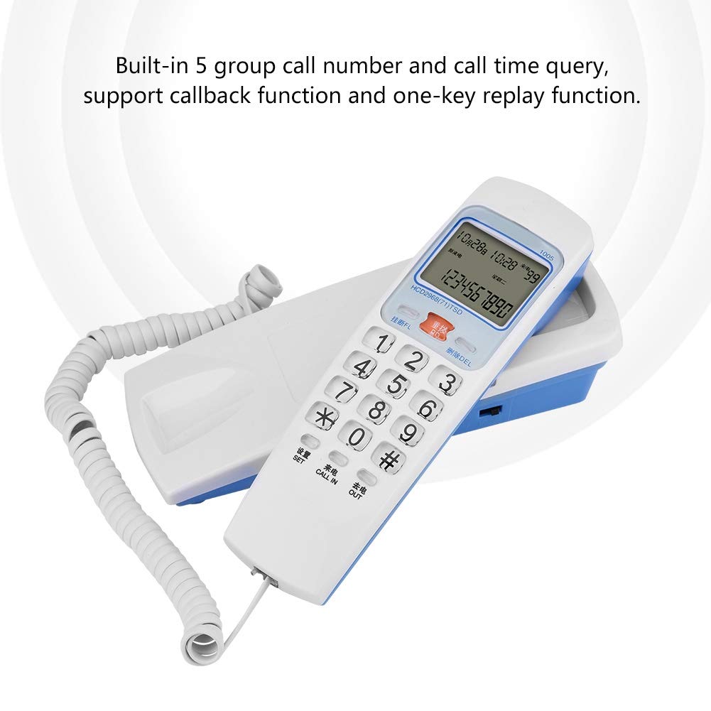 Corded Phone, /DTMF Caller ID Telephone Wall-Mounted Fixed Corded Phone Desk Put Landline Fashion Extension Telephone for Home (White)