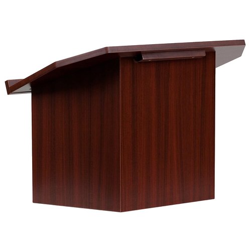 Flash Furniture Mysta Portable Tabletop Lectern with Hinged Foldable Base and Slanted Tabletop in Mahogany
