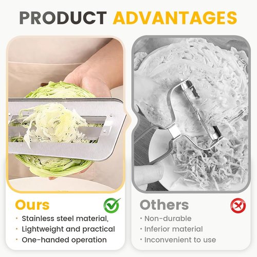 Stainless Steel Shredder Knife 2025 New Multifunctional Vegetable Cutter, Cabbage Shredder, Stainless Steel Double-Layer Slicer for Kitchen (Red+Black)