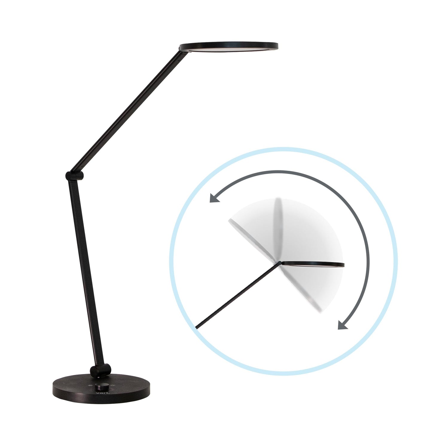 Vari LED Studio Lamp- Varidesk Modern Desk Lamp for Home Office- Flexible Positioning, Stable Base- Three Color Settings- Bright Task Lamp- Ideal for Study Area and Workspaces