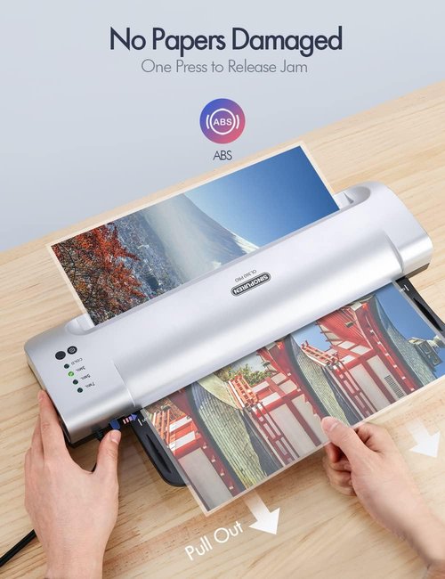 Skiennix 13-Inch Laminator Machine - Quick Warm-Up, Jam-Free ABS, Built-In Trimmer & 10 Pouches