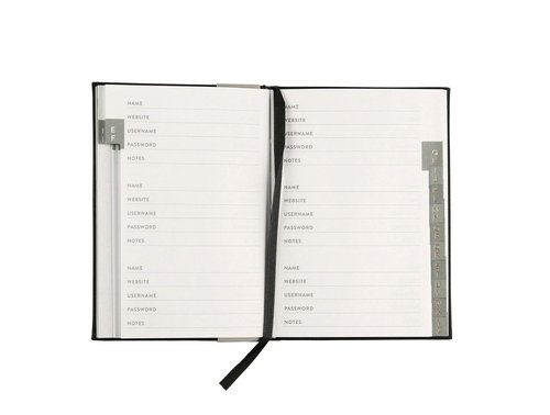 Eccolo Password Keeper Book with Alphabetical Tabs, Discrete Computer and Website Login Password Book and Organizer, Hardcover Pocket Size Journal Notebook for Everyday Use (Black, 5.75x4 inches)