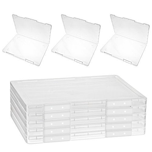 Meyeyaia 8Pcs A4 File Portable Project Case Transparent Plastic Storage Box with Buckle Thick Scrapbook Paper Storage Box for 8.5 X 11 Paper Document File Organizer Boxes Office School Supplies