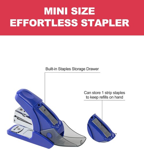 PAPERPAL Mini Stapler Set - Effortless 20 Sheet Capacity with Integrated Remover & Storage | Dark Blue
