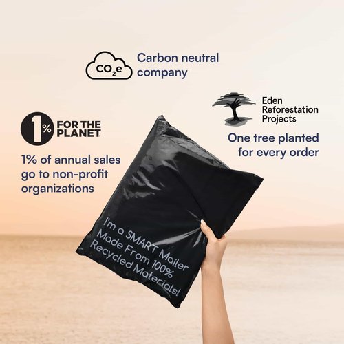 SMART 12x15.5 Recycled Poly Mailers - 100 Pack of Black Eco-Friendly Packaging Mailing Bags | Recyclable & Sustainable, Cute & Stylish Small Business Supplies | 2.5 Mil Thick - 100 Pack