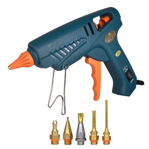 Full Size Hot Glue Gun Nozzle Set, 50/150 Watts Dual Power with ON-OFF Switch, Include 5 Copper Gun Tips and 1 Small Wrench, Craft Repair Tool Professional Melting Glue Gun Use .43" Glue Sticks