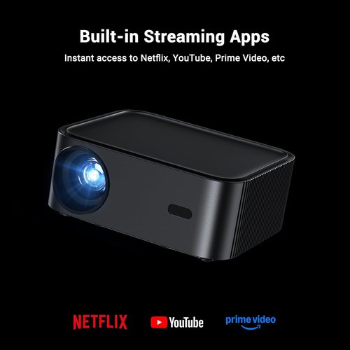 HAPPRUN 4K Smart Projector - 1500 ANSI Lumens, Dolby Audio, Wi-Fi & Bluetooth - 300-Inch Screen for Home & Outdoor Use