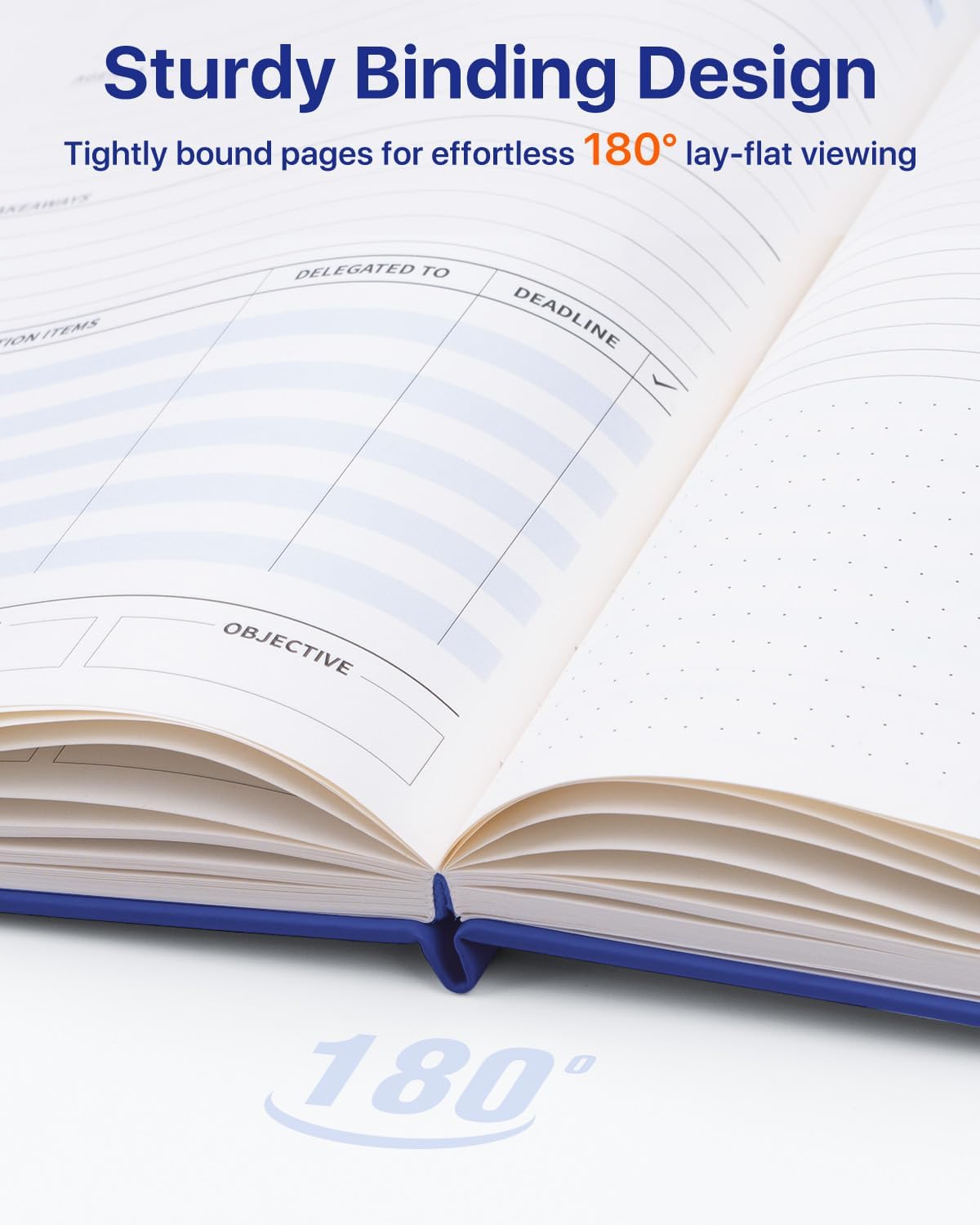 WEMATE Meeting Notebook - B5 Project Planner for Work | Action Items & Agenda Tracking, Dark Blue, 7x10 Inch
