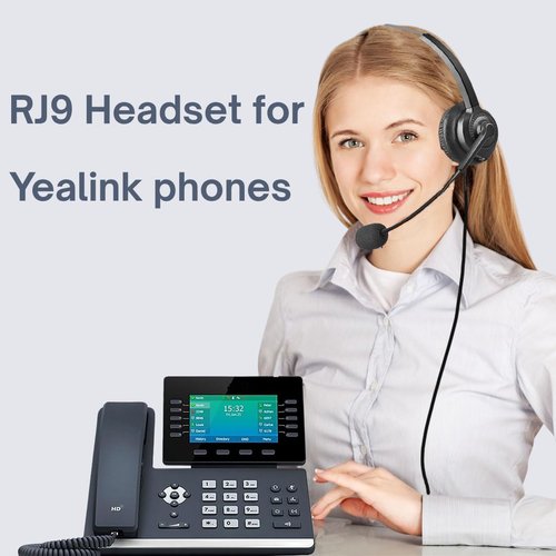telehybrid Phone Headset Compatible with Yealink Office Desk Phones T2x T3x T4x T5x MP VP Series with RJ9 Connector, Telephone Headsets with Noise-Canceling Mic for Call Center/Home/Business