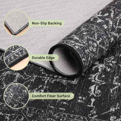 Chair Mat for Hard Floors, QQpony 55"x36" Office Chair Mat for Hard Surface, Area Rug for Living Room, Protector Floor Rug Mat for Home Office (Black)