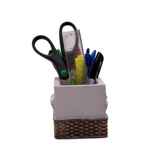Gnome Sitting on Toilet Pen & Pencil Holder, Unique Desk Storage, Home & Office Stationary Decor, 6 Inches
