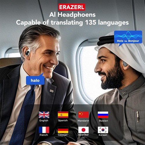 ERAZER XP6 AI Translation Earbuds Real Time, 134 Language Translator Earbuds for iPhone and Android 3-in-1 Bluetooth 5.4 Translation Headphones Translating Device for Travel Business Learning