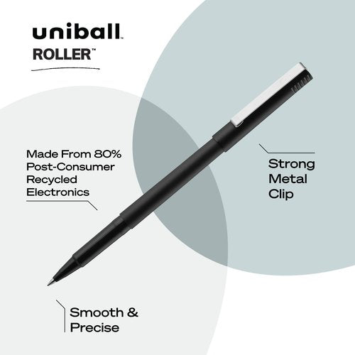 Uniball Roller Pens, 72 Count - Black Rollerballs Pens, 0.5mm Micro Tip Size - Smooth Writing Japanese Pens, School Supplies