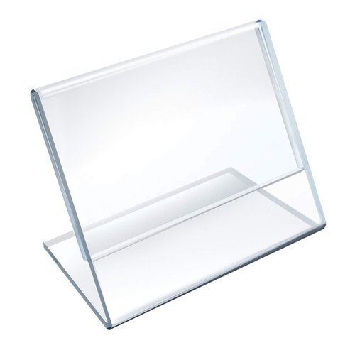 Azar Displays 112740 3-1/2-Inch by 2-1/2-Inch Horizontal Slanted L-Shape Acrylic Sign Holder, 10 Count, Clear