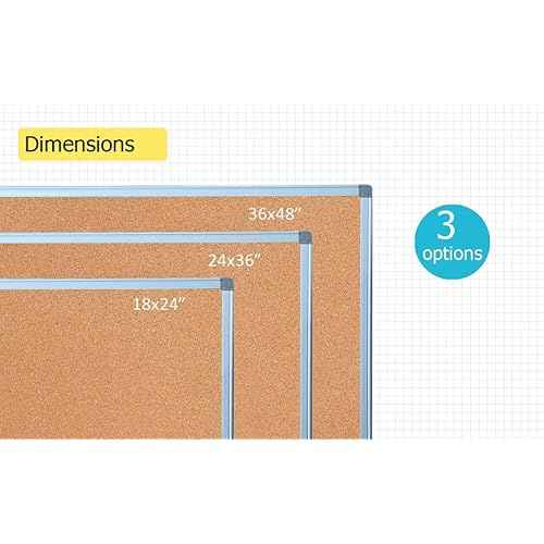 Bulletin Board Corkboard Cork Board Wall Notice Board 36 x 24 Inches Inches Photo Board Picture Board Pin Board Aluminium Frame Tabla de corcho
