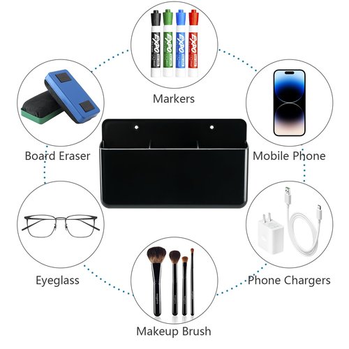 Kulusion 2 Pack Remote Control Organizer - 3 Slot Wall Mount TV Remote Holder, Self Adhesive Marker & Pen Storage for Home, Office, School (Black)