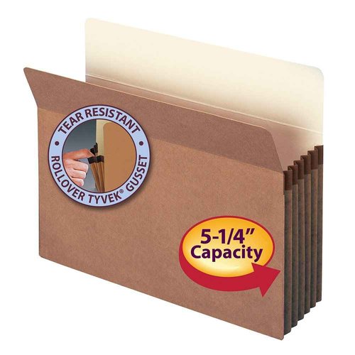 Smead File Pocket, Straight-Cut Tab, 5-1/4" Expansion, Letter Size, Redrope, 20 per Box (73237)