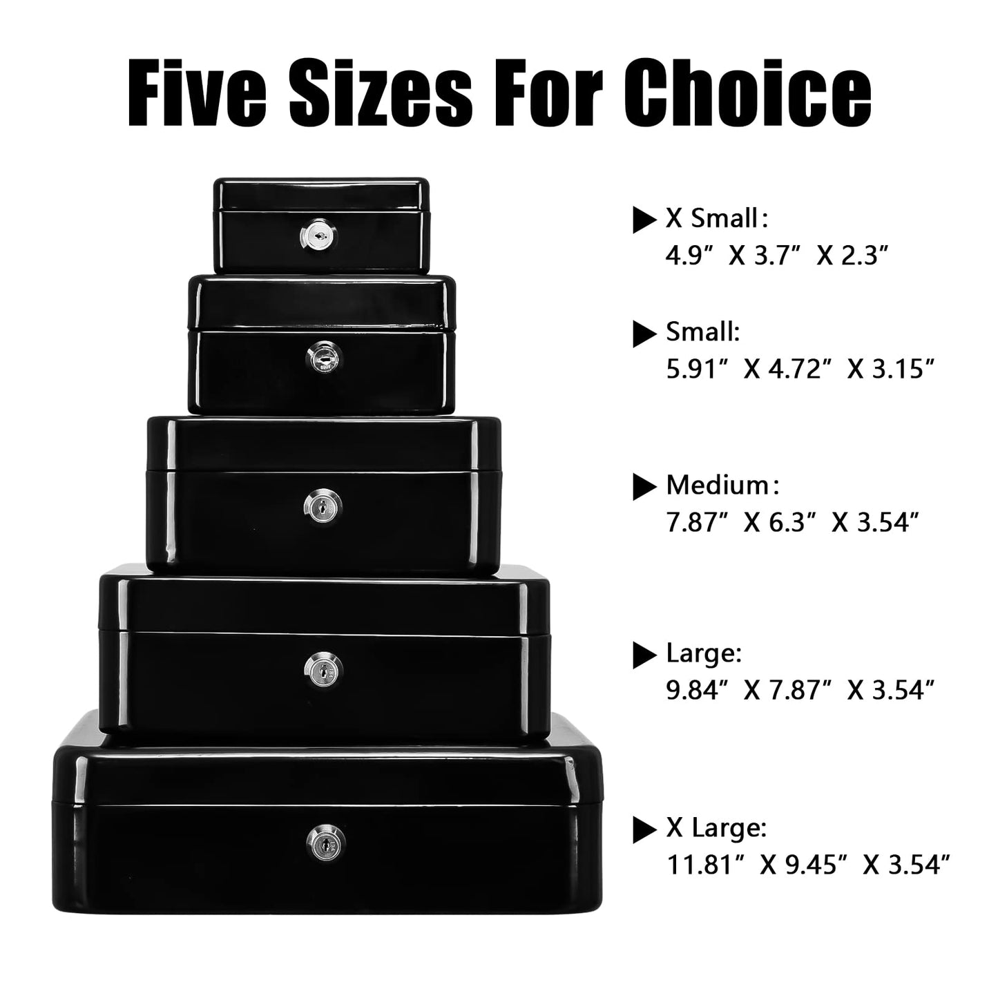 KYODOLED Metal Cash Box with Money Tray and Lock,Money Box with Cash Tray,Cash Drawer,11.81"x 9.45"x 3.54" Black X Large