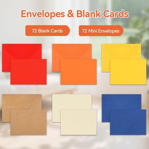 Azureal 72PCS Blank Note Cards & Envelopes - Self-Adhesive for Weddings, Showers & Graduations | Morandi Color