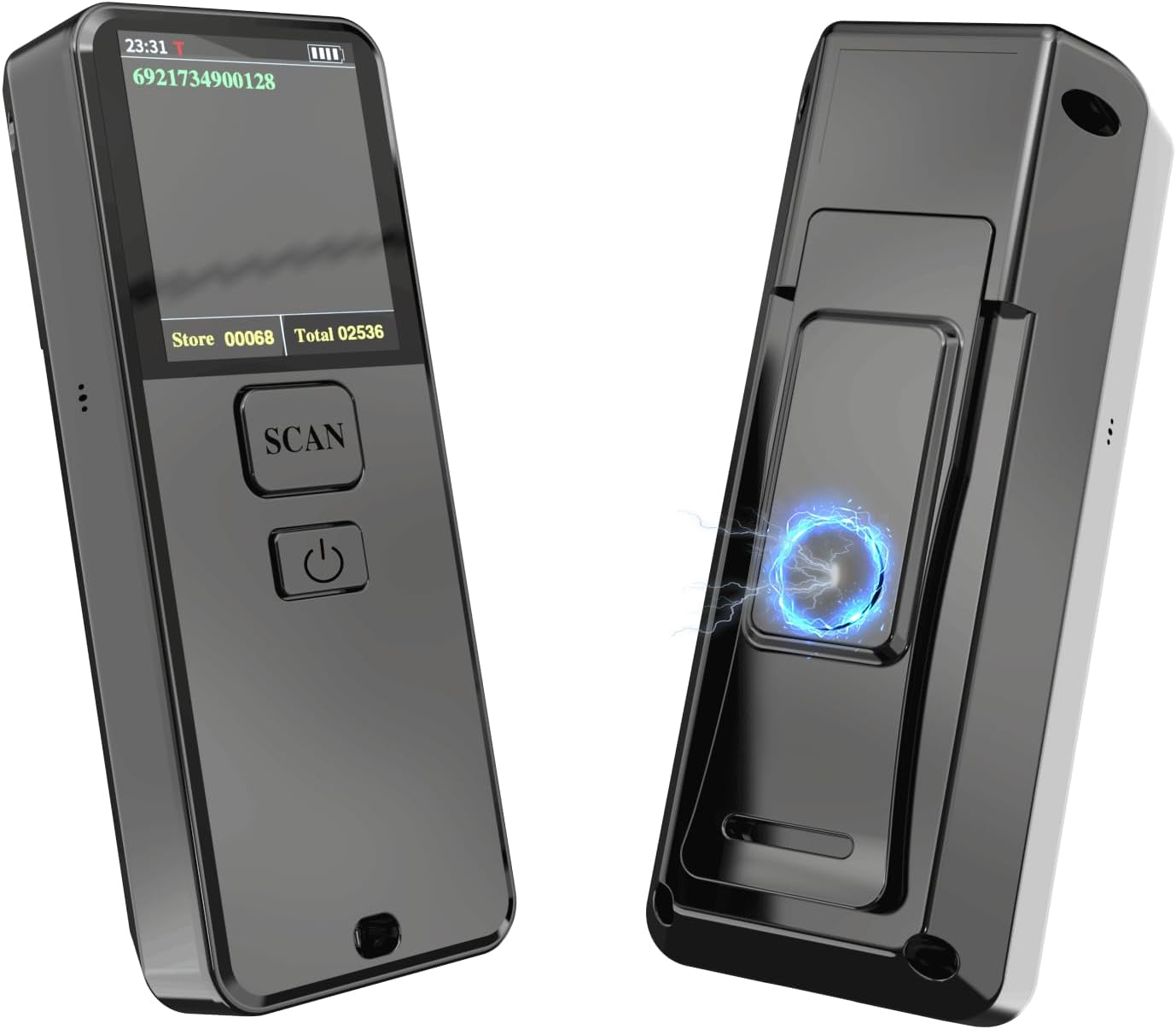 Symcode Bluetooth Barcode Scanner - Wireless 1D Scanner with Display Screen & 2000mAh Battery | Portable Mini for iPhone, iPad, Android
