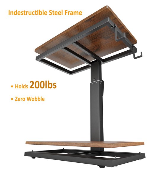CSIHOP Height Adjustable Computer Tower Stand with Wheels and Charging Station,2-Tier PC Stand for Floor or Carpet,PC Holder Under Desk for ATX-Case,Office,Home,Gaming Room