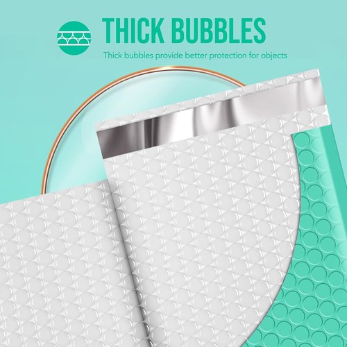 Fuxury Bubble Mailers - Teal Padded Envelopes 10.5x16" | Strong Adhesion for Safe Shipping - 3750 Pack