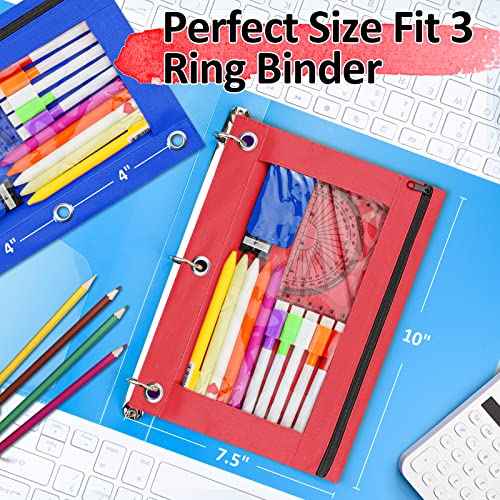 EAONE Pencil Pouch for 3 Ring Binder Set of 48, Zipper Binder Pouches Pencil Case Bulk for School Classroom Supplies/Student/Office/Home, 10 x 7.5 inch, 8 Colors