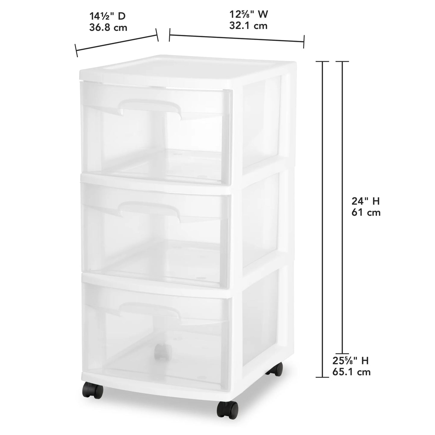 "3-Drawer Storage Cart on Wheels with Locking Casters - White Rolling Organizer for Home, Office, Closet | Mobile Drawer Storage Cart"