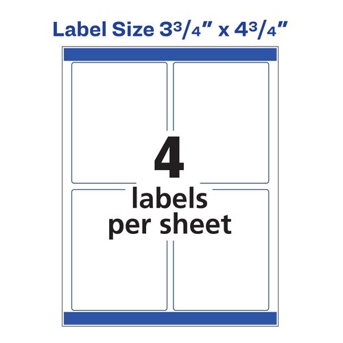 Avery Shipping Labels with Sure Feed, Print-to-The-Edge, 3-3/4" x 4-3/4", 5 Packs (6878)