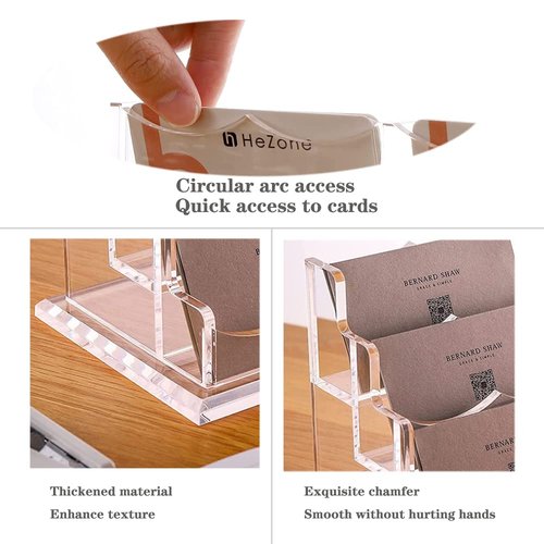 SHANGJI Business Card Holder for Desk, Vertical Clear Acrylic Business Card Display Holders for Desktop (3Tier 6Pocket), (BCH-01)