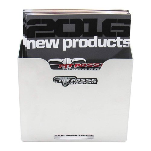 Pit Posse PP3184 Aluminum Catalog Book and Paper Flyer Holder Dispenser Organizer Enclosed Trailer Race Shop Garage Cargo Accessory-Made in USA