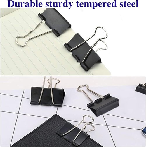 Regine Switzerland Large Binder Clips - Extra Large 2 Inch Paper Clamps | 72 Pack, Black