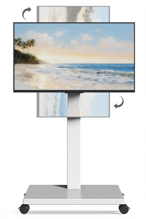 Neothm Heavy-Duty Rolling TV Stand for 32-75 Inch TVs - Mobile TV Cart with 60° Swivel, Height Adjustable, Portrait/Landscape Rotation & Tilt Function | 88 lbs Capacity for Living Room & Outdoor Use