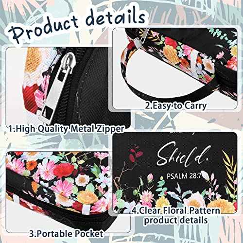 Laumoi Bible Cover Case for Women 10'' Floral Bible Cover Case Women Portable Protective Bag for Bible Study Supplies(Less Flower)
