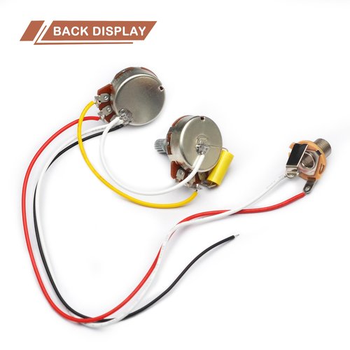 SAPHUE PB Bass Wiring Harness Prewired Kit for Precision Bass Guitar Big 250K Pots 1 Volume 1 Tone Jack
