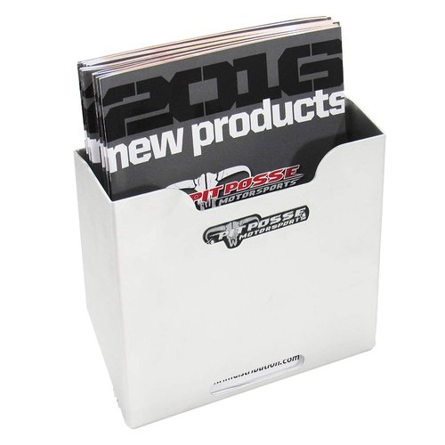 Pit Posse PP3184 Aluminum Catalog Book and Paper Flyer Holder Dispenser Organizer Enclosed Trailer Race Shop Garage Cargo Accessory-Made in USA