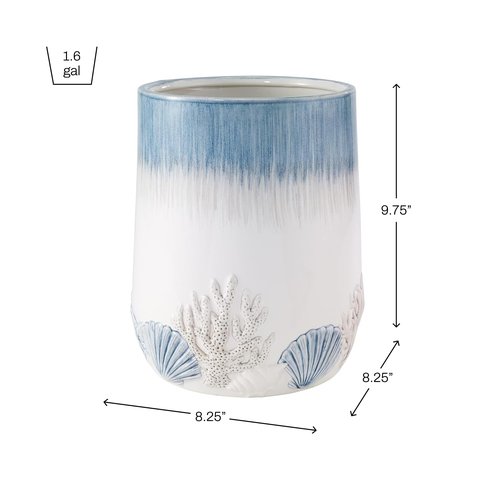 Avanti Linens - Wastebasket, Decorative Trash Can, Guest Bathroom Essentials, Coastal Inspired Home Decor (Abstract Coastal Collection)