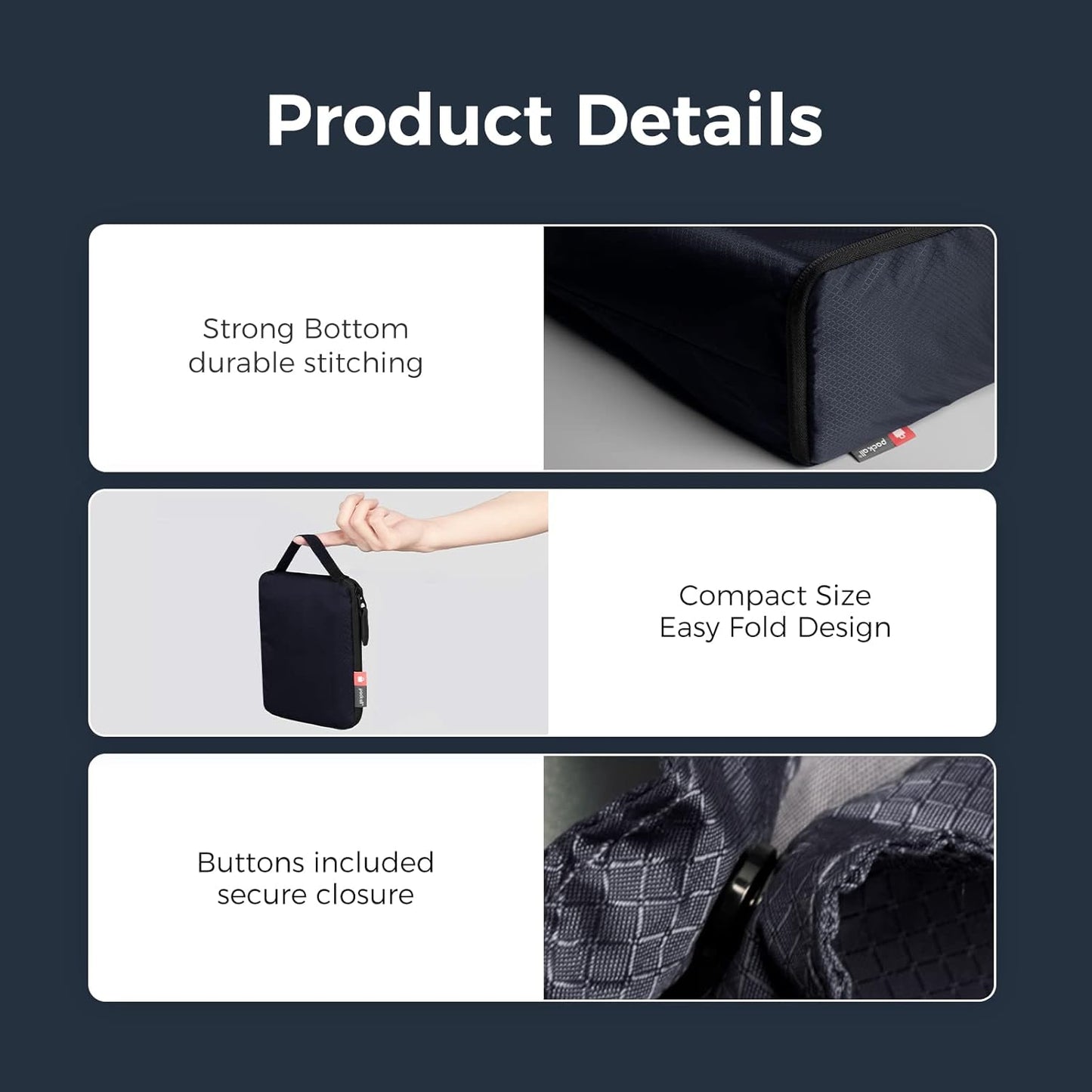 Skiennix Lightweight Packable Tote Bag - Water Resistant Reusable Grocery Bag | 16L Navy Blue