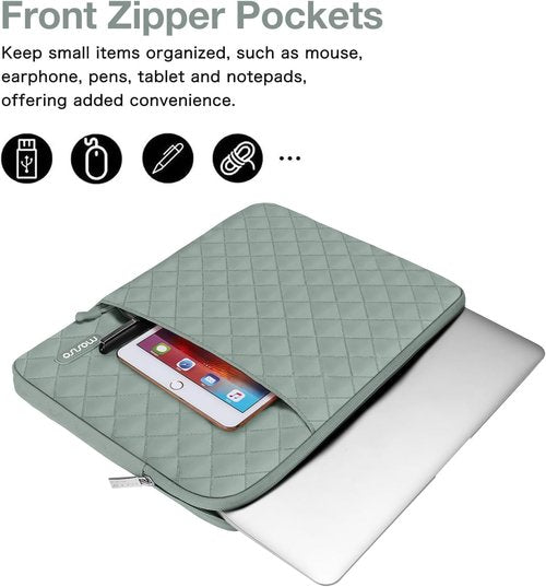 MOSISO Laptop Case - 13.3 Inch Sleeve for MacBook Air/Pro & More | Antique Green, Quilted Design