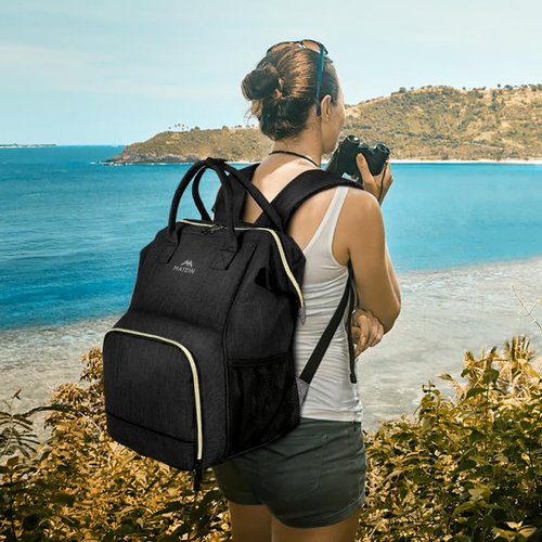 MATEIN Lunch Backpack for Women, Insulated Cooler Backpack Lunch Bag with USB Charging Port for Men, 15.6 Inch Leakproof Laptop College Tote Work Bag Teacher Nurse Picnic Office Commuter Travel, Black