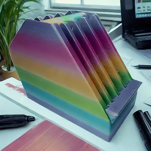 Double Sided Tape Dispenser Holder for 4 Rolls (1/8", 1/4", 3/8", 1/2") - PLA Plastic Organizer, 6x3x4 Inch, Easy Install & Use (Rainbow Colors 2)